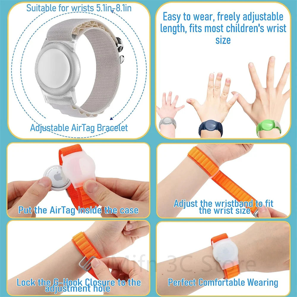 Watch Bands Waterproof Bracelet For AirTag for Kids Nylon Case Wristband for AirTag Adjustable Anti-Lost Watch Band GPS Tracker Cover 231115