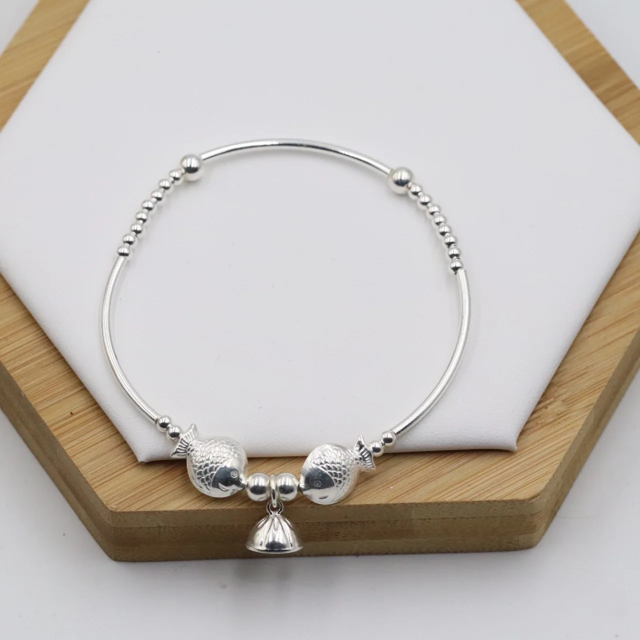 Anklets 925 Sterling Silver Small Fish Elbow Anklet Jewelry for Women Girls Cute Bell Beads Bracelets on Leg Foot Ornament JL006 231115