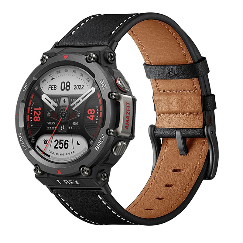 Watch Bands 2Pack Metal StrapLeather for Amazfit T Rex 2/T REX Pro Watch Band Bracelet For Amazfit T-Rex 2/T-Rex Pro Stainless Steel Belt 231115