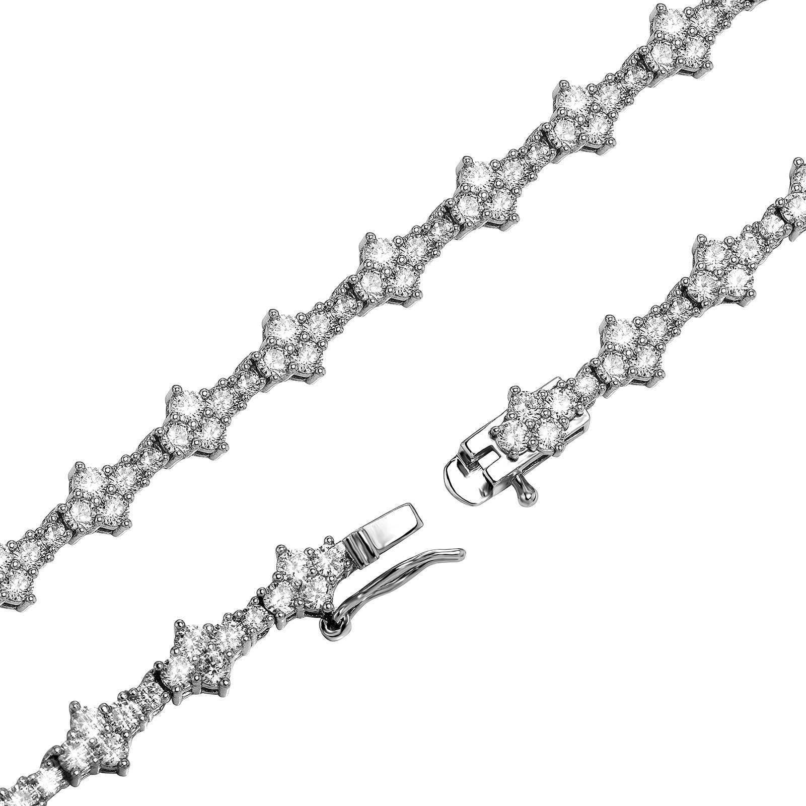 Sumptuous New Tennis Chain Bracelet Necklace Floral Mixed Set Single Row Full Prong CZ Cubic Zirconia Diamond Couple Hip Hop Jewelry Accessories Gifts