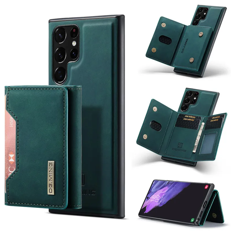 Premium Retro Flip Leather Cases For Samsung Galaxy S25 S24 S23 S22 Ultra S20 Plus S21 FE Note 20 A73 Detachable Stong Magnetic with Card Slots Holder