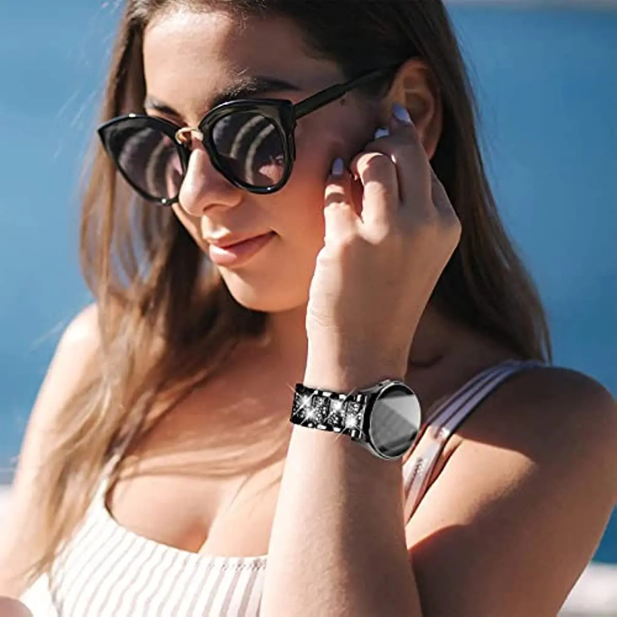 Watch Bands Metal Strap For Amazfit GTS 4 Mini Smart Watch Diamond Wristband For Amazfit GTS 3 2 Watch Band For Amazfit Bip 3 Pro Bracelets 231115