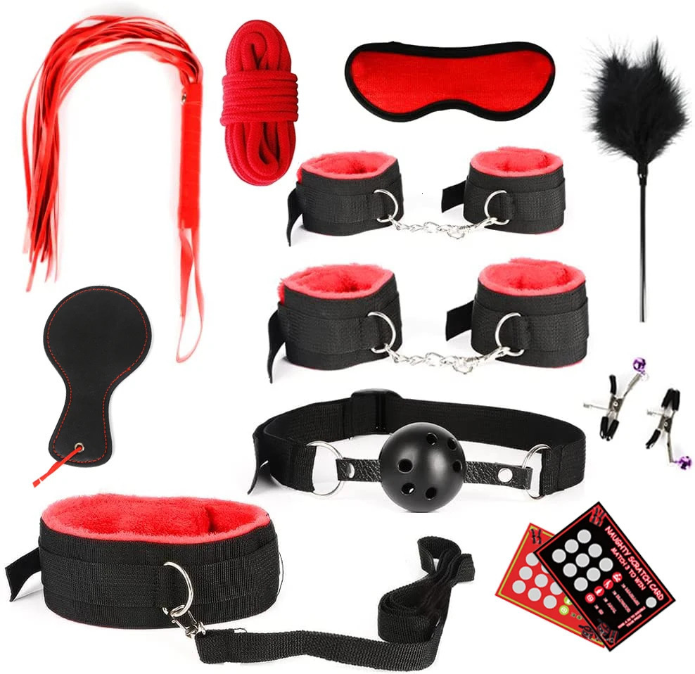 2026 New Bondage Bdsm Sexlove Set BDSM Kits Adults Sex Toys For Women Men Handcuffs Nipple Clamps Whip Spanking Metal Anal adult toys Plug Vibrator Bu