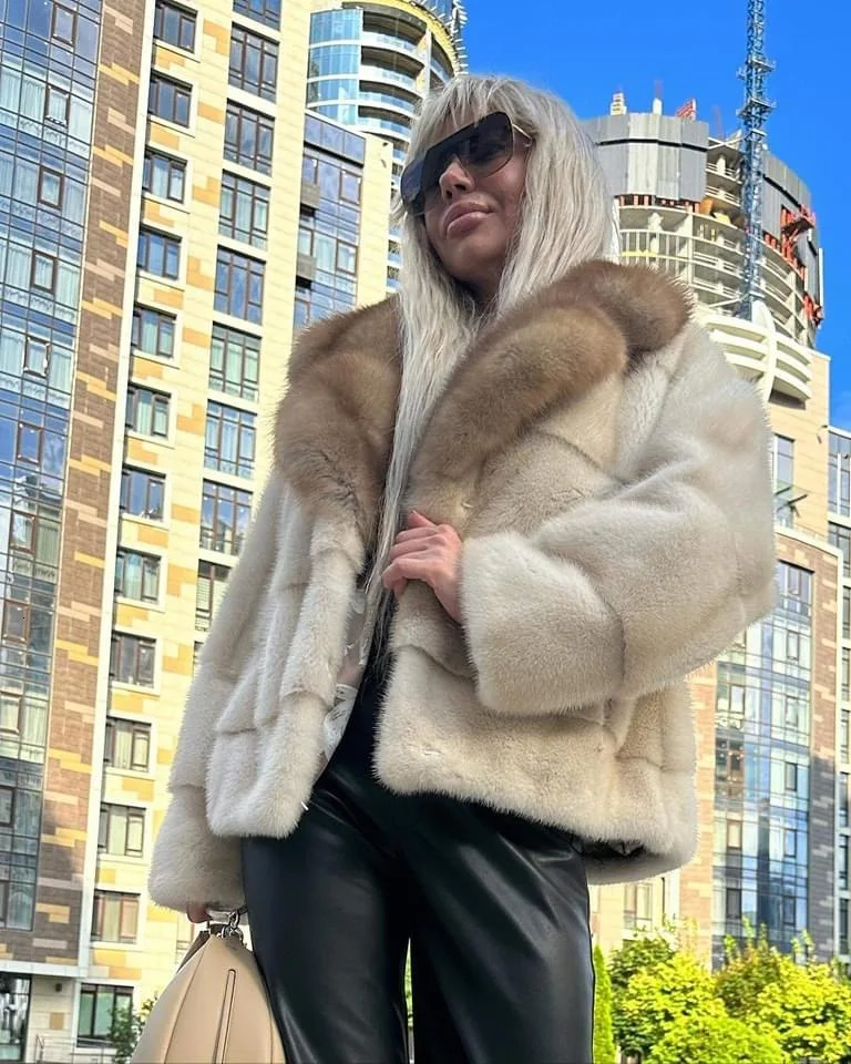 Women's Fur Faux Ladies Mink Jacket Real Coat Purple Lapel Winter Warm Fashion Casual 231114