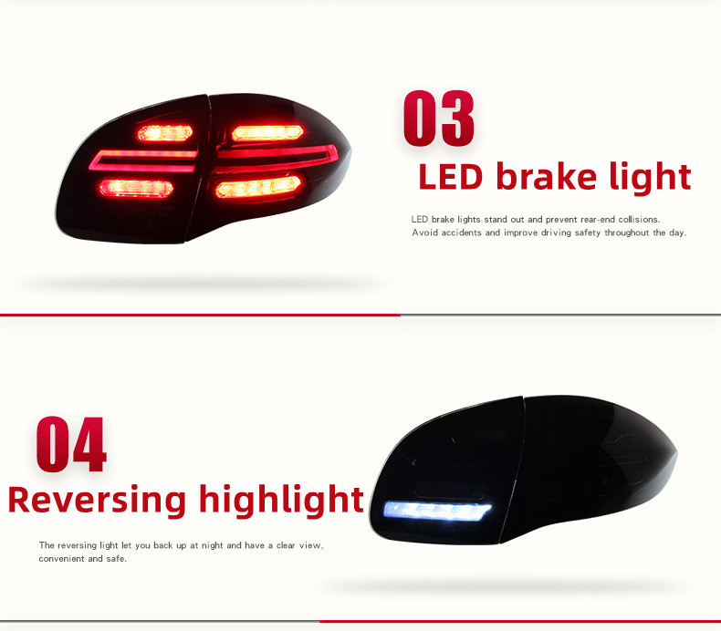 Auto Taillight Assembly For Porsche Cayenne 2011-2014 LED Tail Lights Rear Brake Reversing Highlight DRL Street Lights