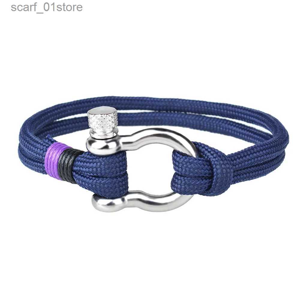 Chain New fashion jewelry navy sports color rope Milan rope bracelet men and women metal hook and loop buckleL231115