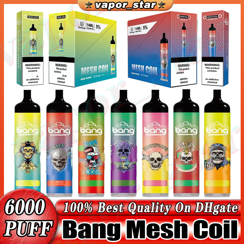 Original Bang Mesh Coil 6000 Puffbar Disposable E cigarettes puff 6000 Vape Pen 14ml Pre-filled Pods Cartridge 1100mAh Rechargeable Battery
Original Bang Mesh Coil 6000 Puffbar Disposable E cigarettes puff 6000 Vape Pen 14ml Pre-filled Pods Cartridge 1100mAh Rechargeable Battery