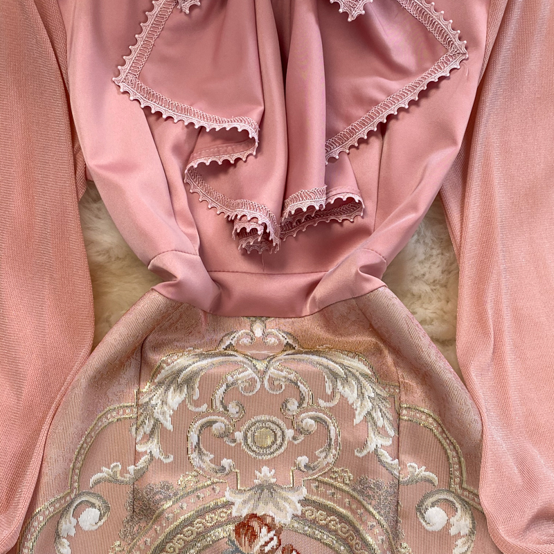 Casual Dresses High Quality Fashion Pink Women's Dress Elegant Spring Flower Embroidery Ruffles Peter Pan Collar Bodycon Party Vestidos 2023