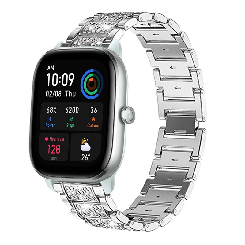 Watch Bands Metal Strap For Amazfit GTS 4 Mini Smart Watch Diamond Wristband For Amazfit GTS 3 2 Watch Band For Amazfit Bip 3 Pro Bracelets 231115