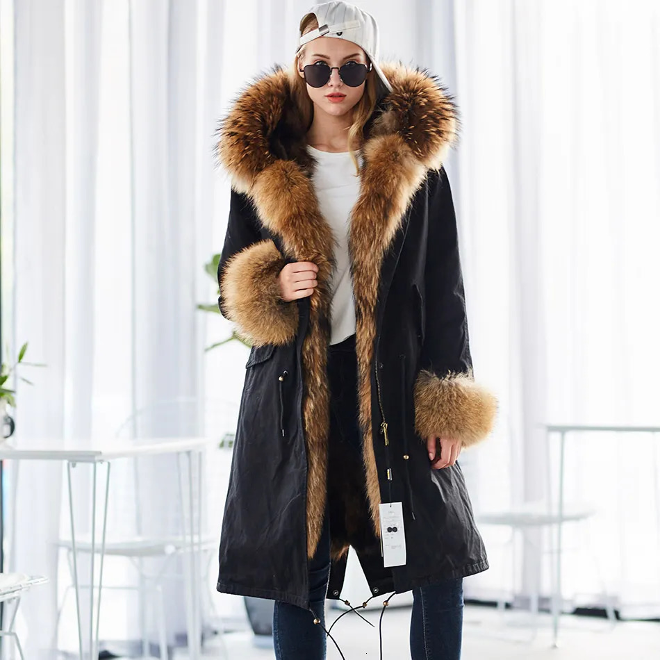 Women's Fur Faux Maomaokong Winter Woman Natural Overcoat Plus Size Black Parkas Raccoon Real Lining Larg Warm Jacket Coats Long 231114