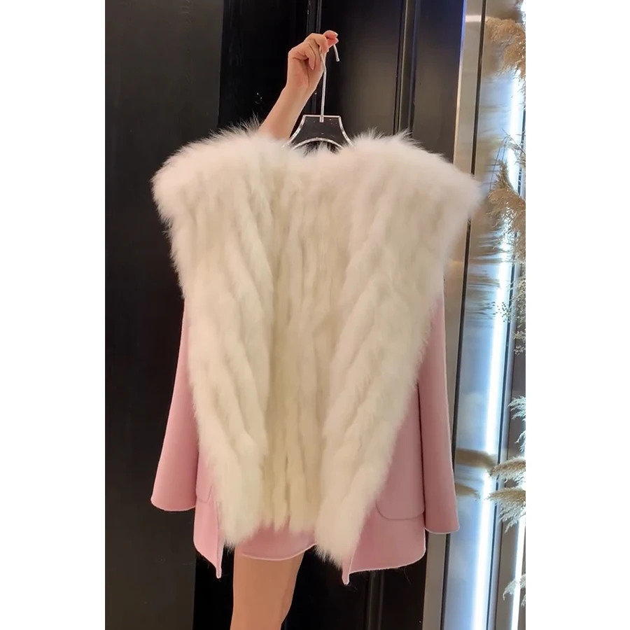 Women's Fur Faux Real Collar Womens Fashion Coat Outwear Wool Blends Jacket High Quality Winter Selling Styles 231114