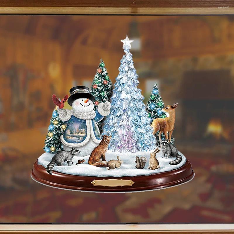 Christmas Decorations Tree Rotating Sculpture Train Paste Window Stickers Decoratie Doll Hang Navidad Home Decoration