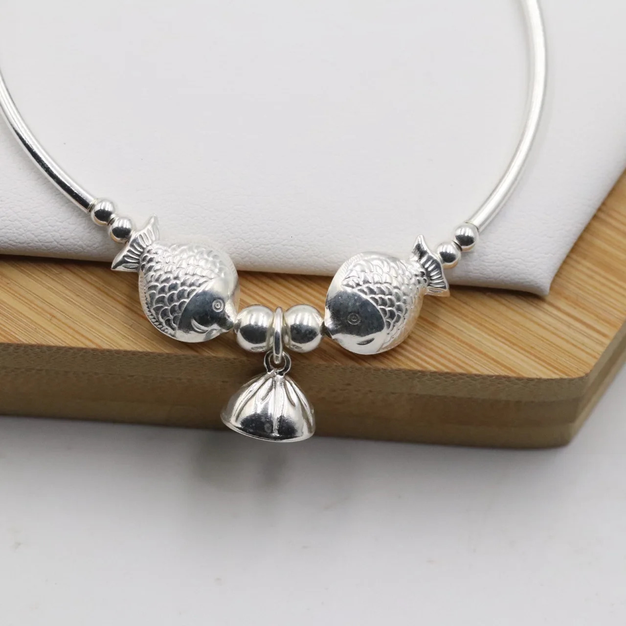 Anklets 925 Sterling Silver Small Fish Elbow Anklet Jewelry for Women Girls Cute Bell Beads Bracelets on Leg Foot Ornament JL006 231115