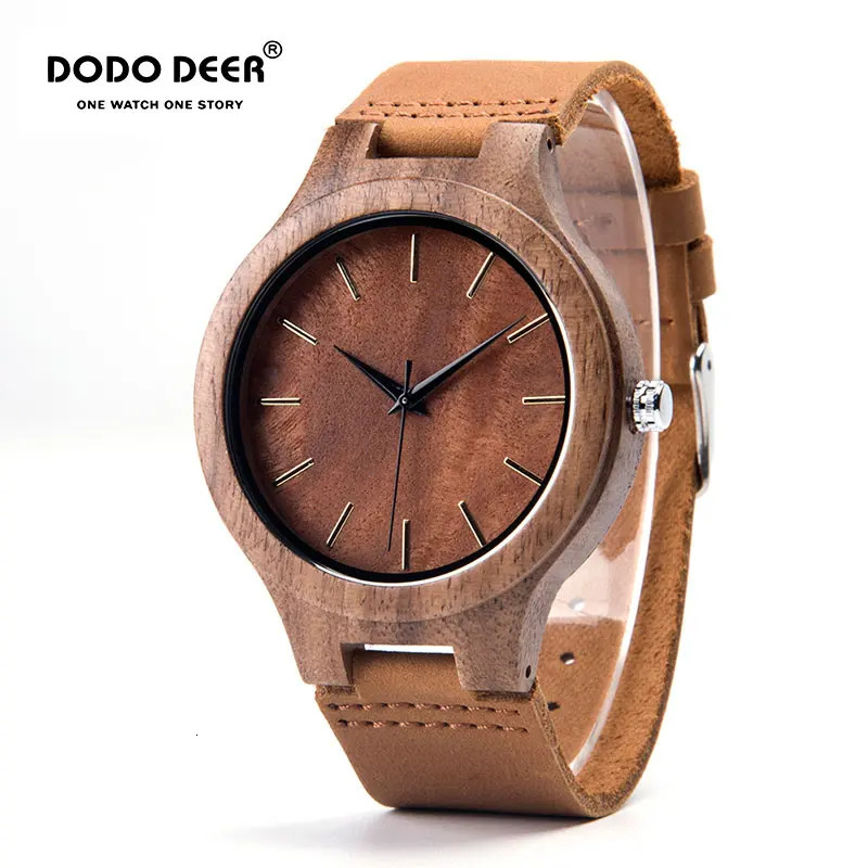 Watch Bands DODO DEER Wooden Male Watch Promotion Leather Band Private Custom Wood Wristwatches Men Quartz Accept Drop 231115