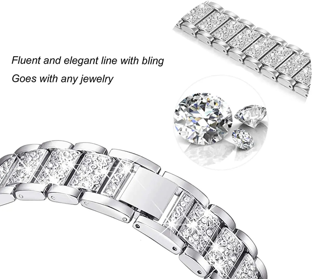 Watch Bands Metal Strap For Amazfit GTS 4 Mini Smart Watch Diamond Wristband For Amazfit GTS 3 2 Watch Band For Amazfit Bip 3 Pro Bracelets 231115