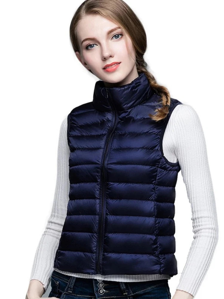 Women's Vests Women Vests Autumn Winter Ultra Light Duck Down Vest Female Slim Sleeveless Jacket Windproof Warm Puffer Waistcoat 231115