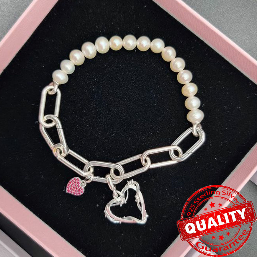 925 Sterling Silver Charm Fit Me Series Bracelet ME Wire Heart Medallion Silver Charm Beautiful Girl Gift