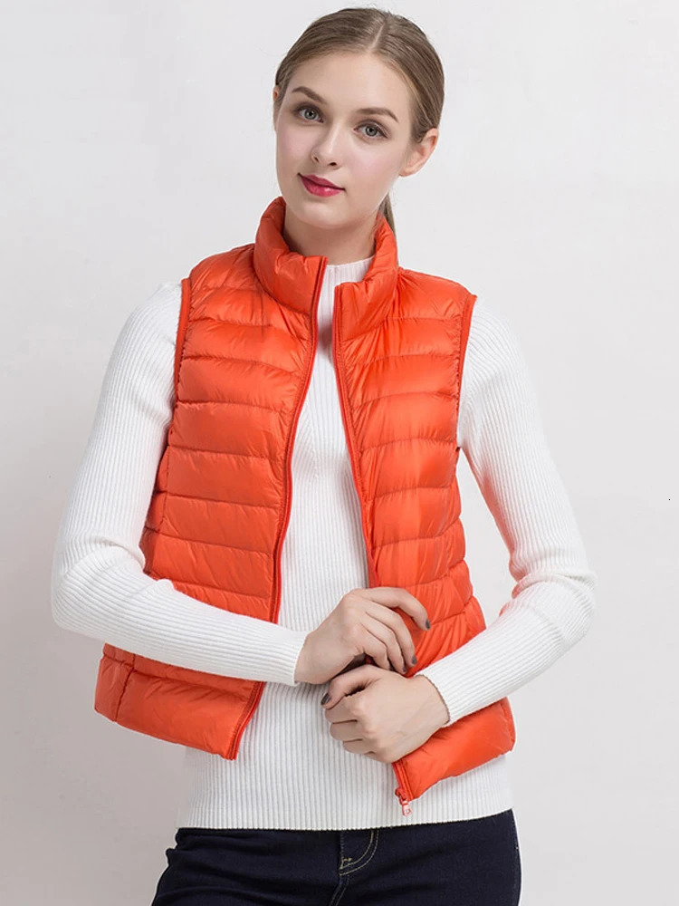 Women's Vests Women Vests Autumn Winter Ultra Light Duck Down Vest Female Slim Sleeveless Jacket Windproof Warm Puffer Waistcoat 231115