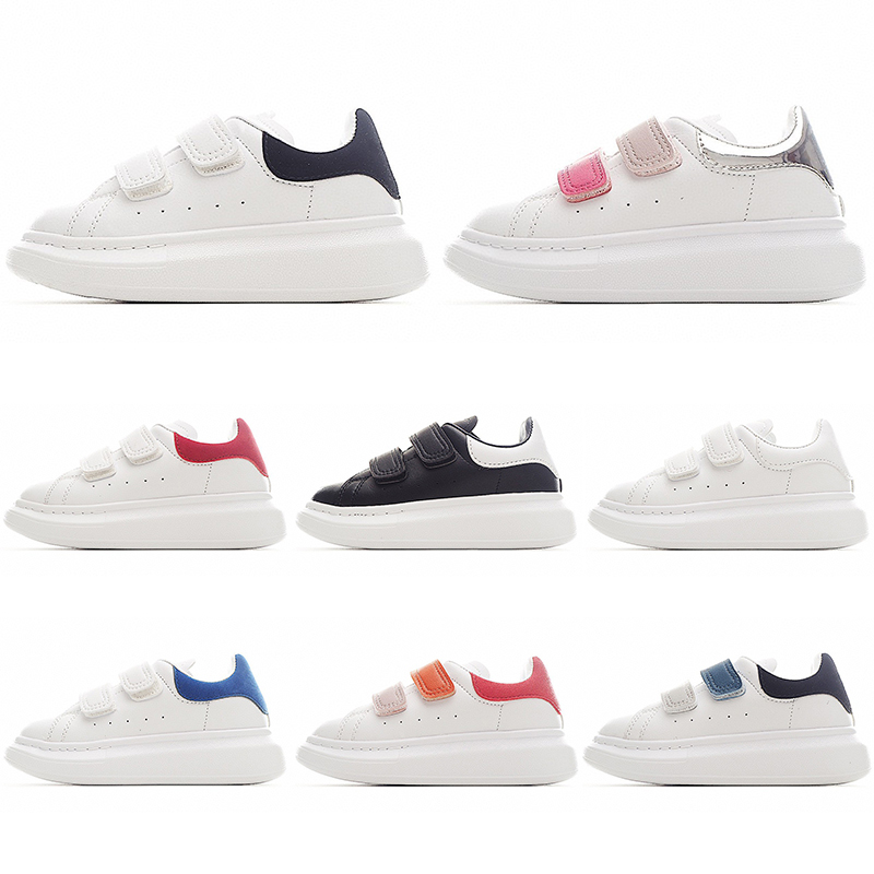 Selling Designer Kids Shoes White Red Black Dream Blue Single Strap outsized Sneaker Rubber Sole AMCQS Soft Calfskin Leather Lace up Trainers Sports footwear