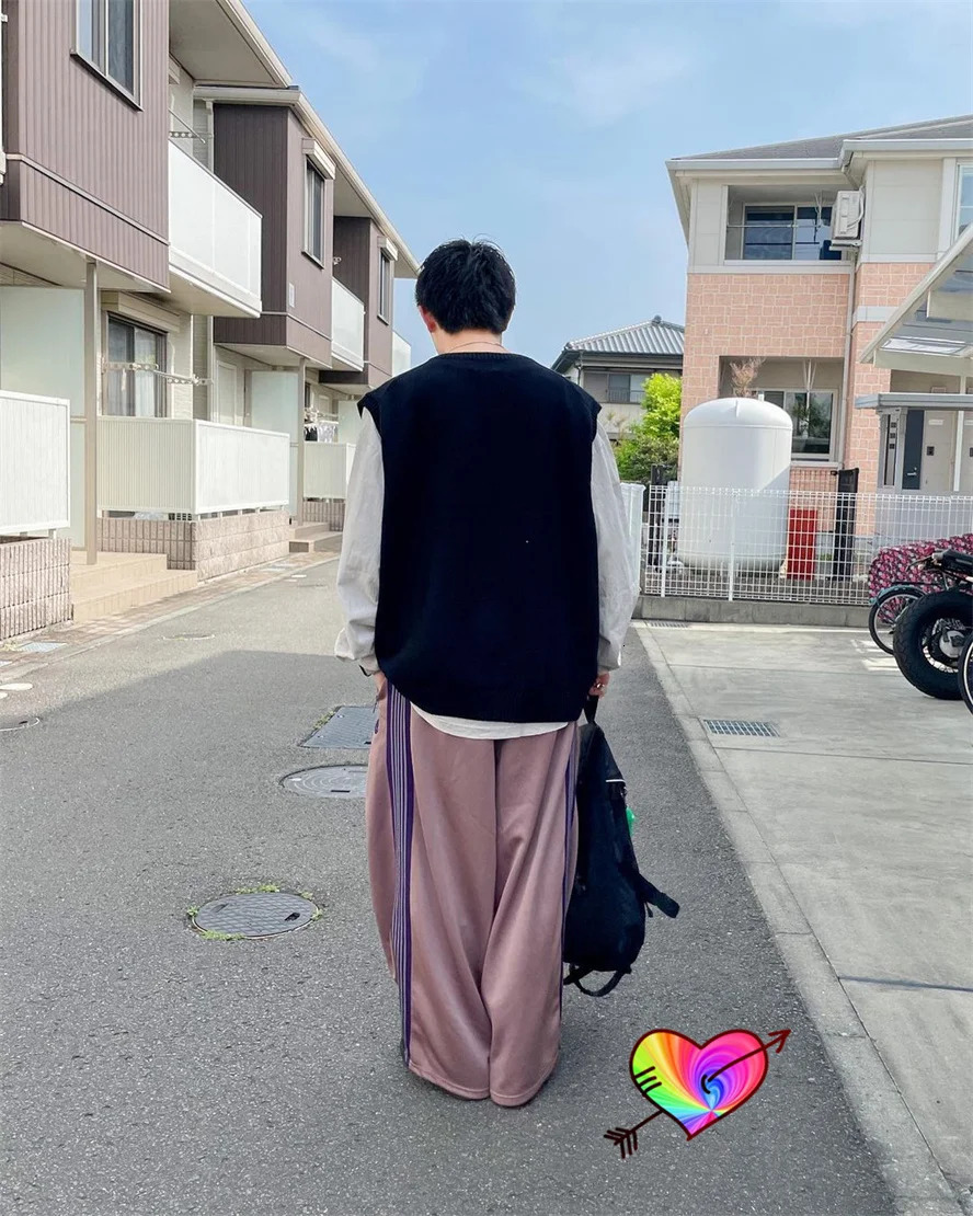Men's Pants Oversized Taupe Needles Pants Men Women 1 1 Wide Leg Needles Track Pants Butterfly Sweatpants AWGE Sport Trousers 231115 - view 4