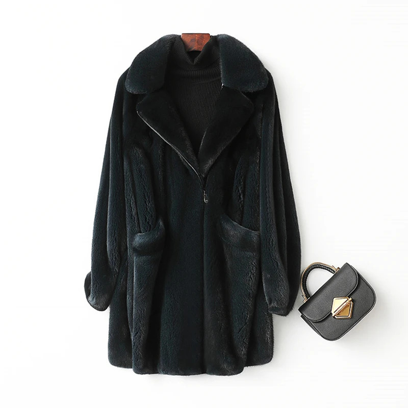 Women's Fur Faux 2023 Real Mink Whole Coat for Women Long Natural Skirt with Collar Winter Thick Warm Female Jacket 231114