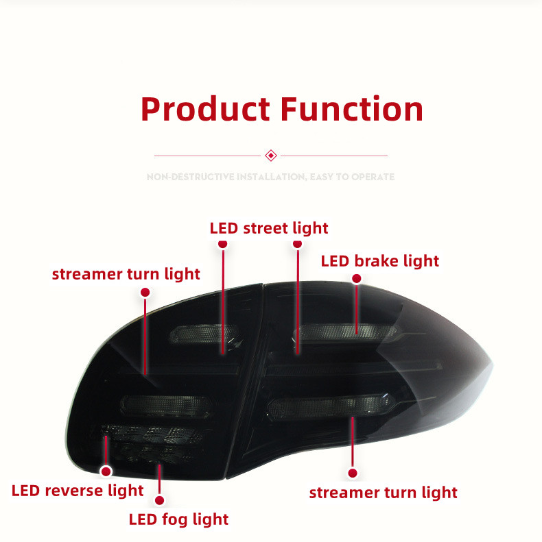 Auto Taillight Assembly For Porsche Cayenne 2011-2014 LED Tail Lights Rear Brake Reversing Highlight DRL Street Lights