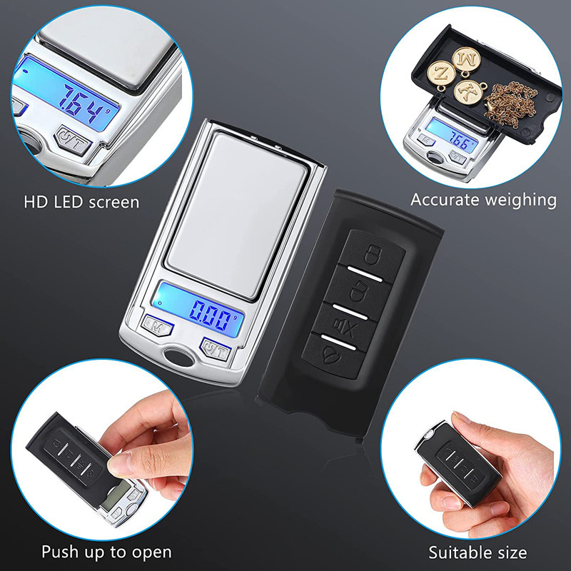 Portable Mini Digital Pocket Scales Car Key 200g 100g 0.01g for Gold Sterling Jewelry Gram Balance Weight Electronic Precision Scales with Retail Box