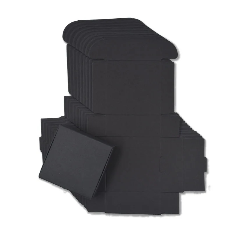Jewelry Boxes 50pcs 29 Sizes Cardboard Paper Black Gift Box Small Carton Paper Packaging Jewelry Box Craft Present Carton Box For Soap Packing 231115