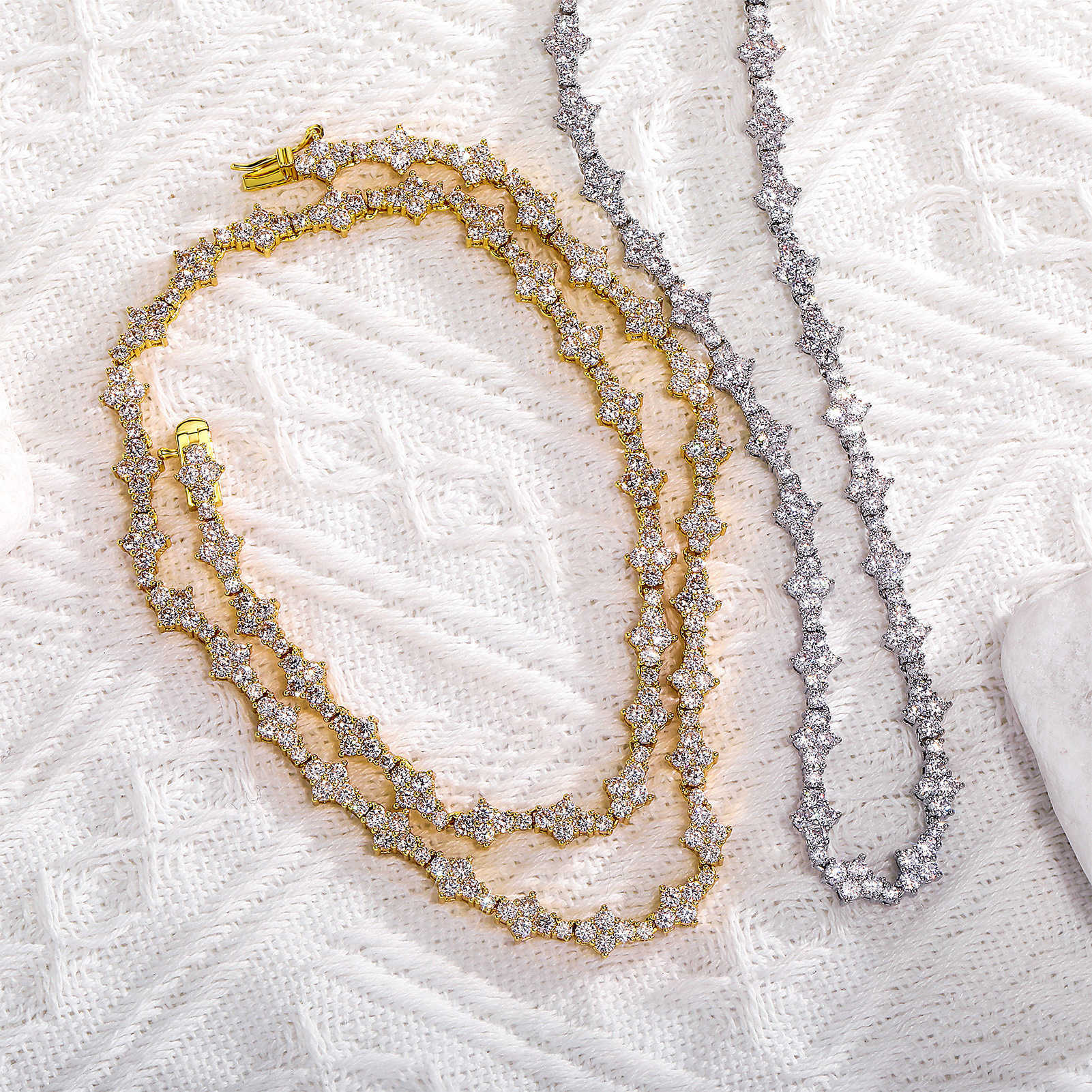 Sumptuous New Tennis Chain Bracelet Necklace Floral Mixed Set Single Row Full Prong CZ Cubic Zirconia Diamond Couple Hip Hop Jewelry Accessories Gifts