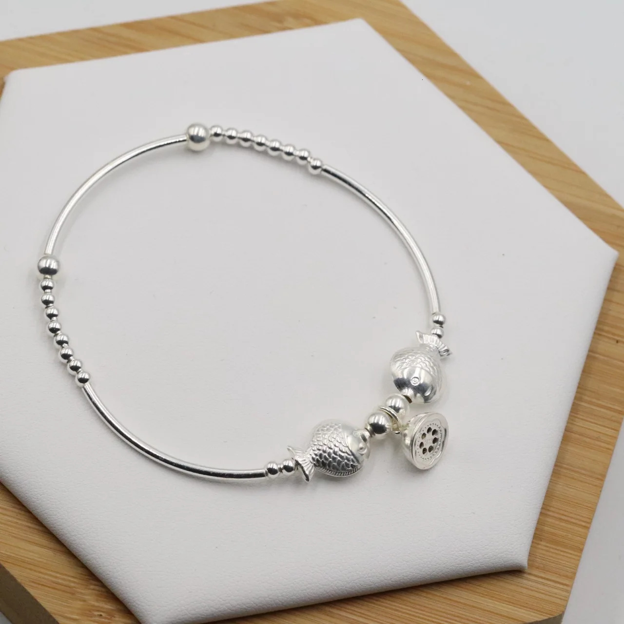 Anklets 925 Sterling Silver Small Fish Elbow Anklet Jewelry for Women Girls Cute Bell Beads Bracelets on Leg Foot Ornament JL006 231115