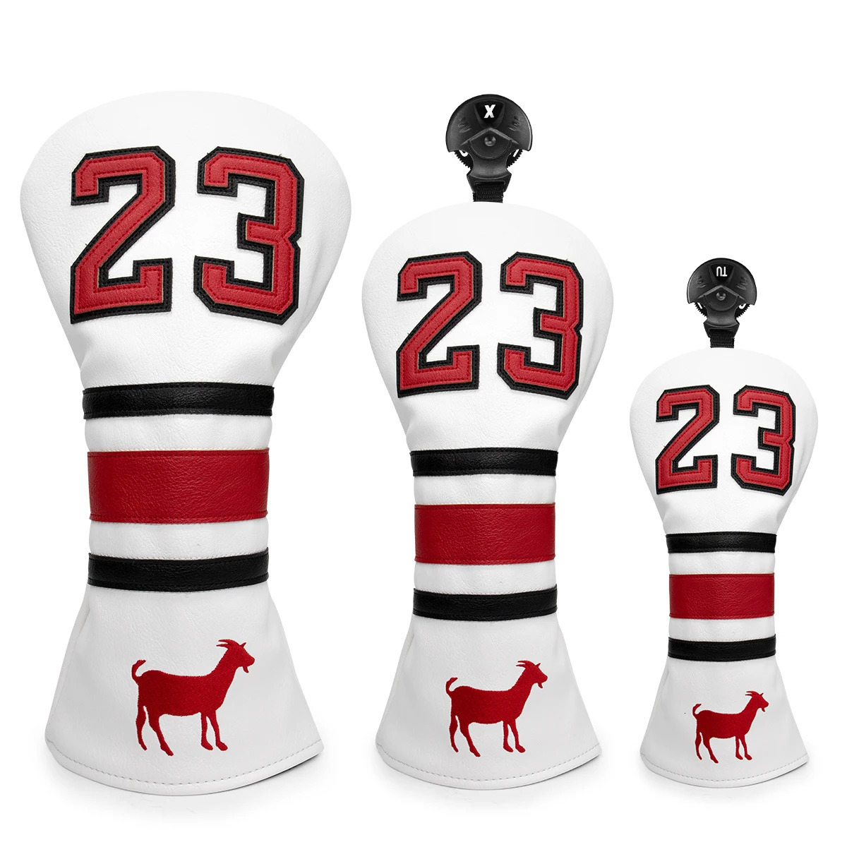 Other Golf Products Goat PU Leather Number 23 Golf Club Headcover Set Golf 460CC Driver and FW Fariway Wood Hybird Cover 231114