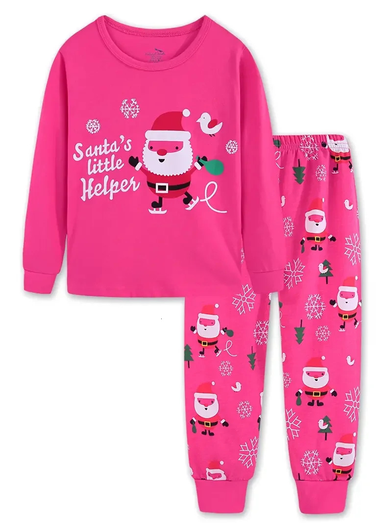 Pajamas Girls Christmas Print Long Sleeve Pajama Set For Winter 231115