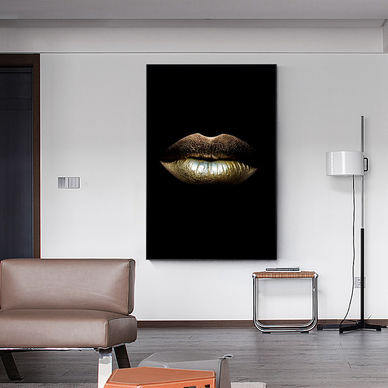 Sexy Woman Black Gold Lips Fashion Poster and Prints Light Luxury Style Home Decor Canvas Painting Living Room Wall Art
Sexy Woman Black Gold Lips Fashion Poster and Prints Light Luxury Style Home Decor Canvas Painting Living Room Wall Art