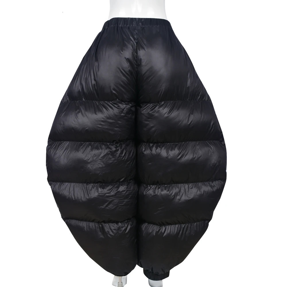 Women s Pants High Waist Cotton Padded Puff Winter Warm Black Casual Trousers 2023 Fall Harajuku Fairy Grunge Clothes 231114
