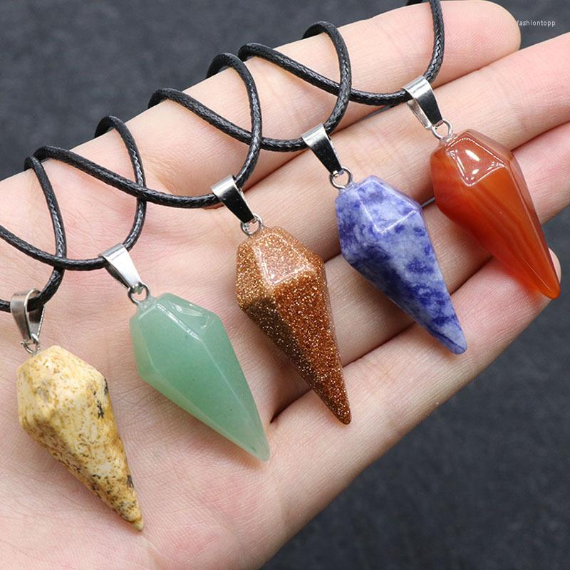 Pendant Necklaces Natural Crystal Stone Necklace Hexagonal Prism Healing Point Quartz Chakra Energy Pendulum Hanging Jewelry For Women Men 
Pendant Necklaces Natural Crystal Stone Necklace Hexagonal Prism Healing Point Quartz Chakra Energy Pendulum Hanging Jewelry For Women Men