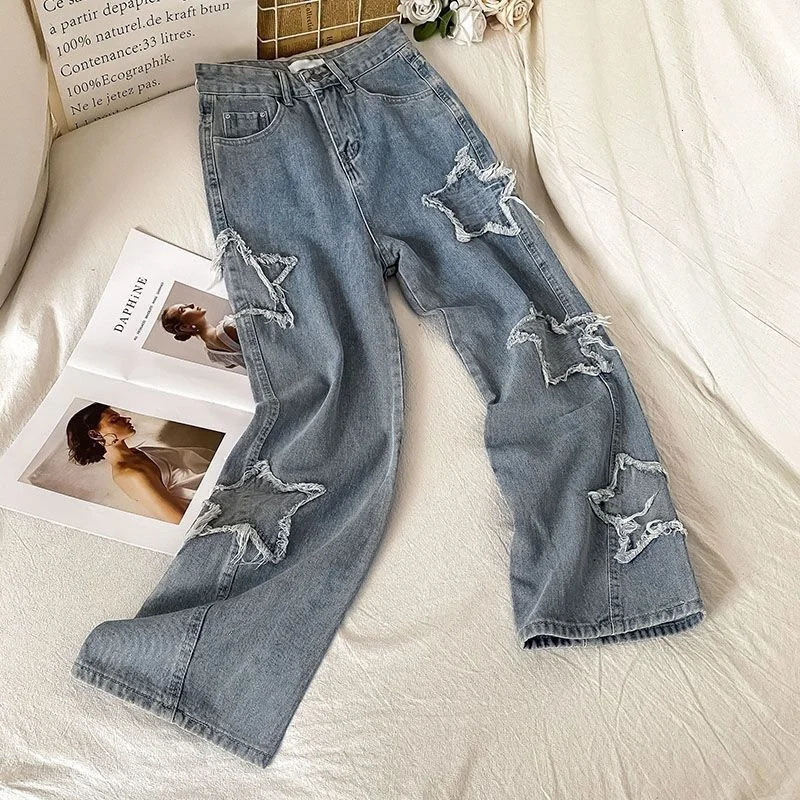 Women's Jeans Streetwear Blue Jeans Woman Korean Fashion Denim Y2k Vintage Clothes Women's Pants Straight Leg Jeans Woman High Waist 231115