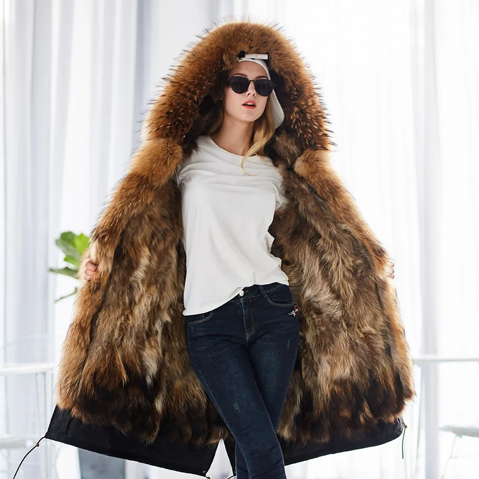 Women's Fur Faux Maomaokong Winter Woman Natural Overcoat Plus Size Black Parkas Raccoon Real Lining Larg Warm Jacket Coats Long 231114