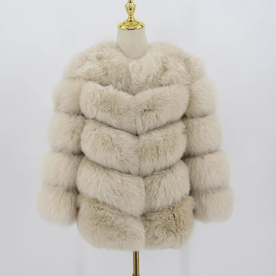 Women's Fur Faux pink java 8066 high quality women real fur coat wihter warm thick jacket genuine short long sleeves 231114