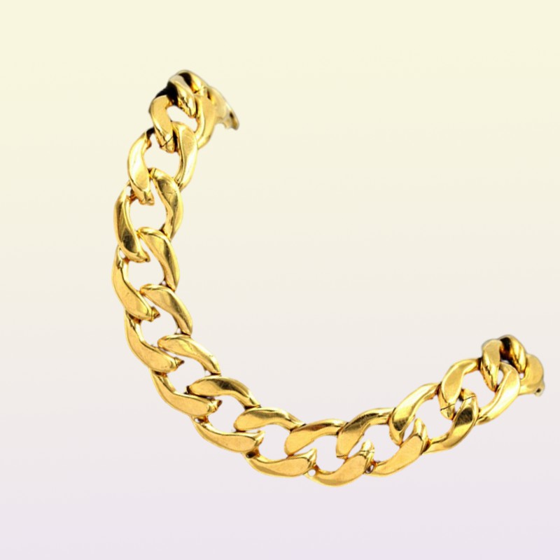 Link Mens Bracelet Stainless Steel Whole Braslet Silver Color braclet Chunky Cuban Chain Gold Bracelet For Man