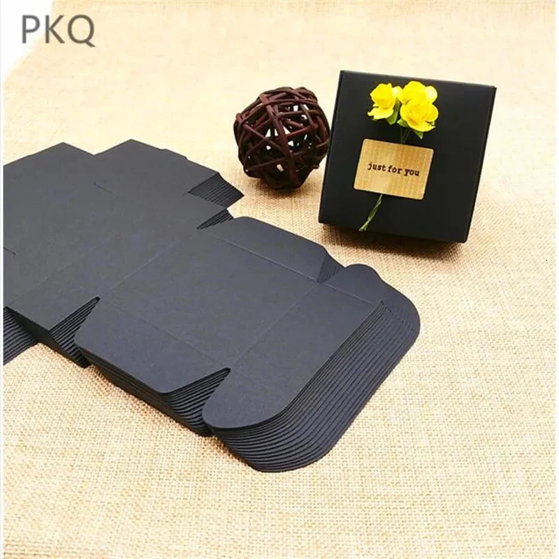 Jewelry Boxes Wholesale Black Carton Kraft Paper Jewelry Gift Cardboard Box For Packaging Cajas Carton Gift Paper Packaging Box 50pcs 231115
