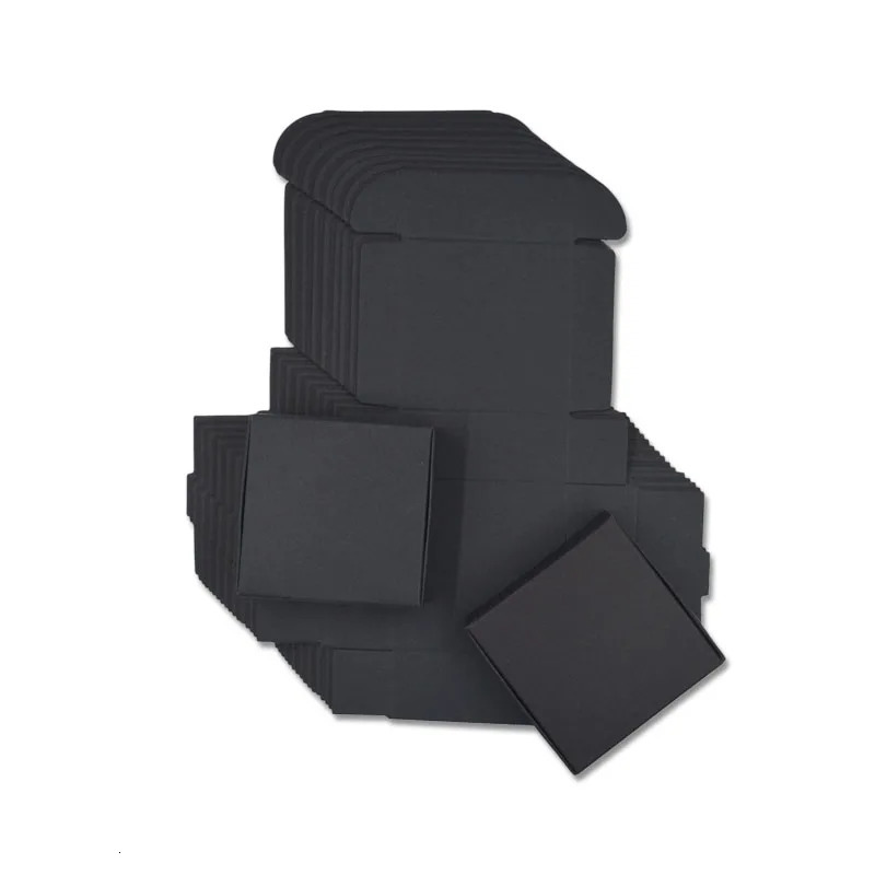 Jewelry Boxes 50pcs 29 Sizes Cardboard Paper Black Gift Box Small Carton Paper Packaging Jewelry Box Craft Present Carton Box For Soap Packing 231115