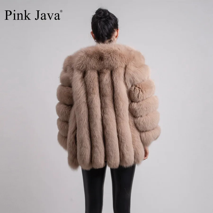 Women's Fur Faux pink java 8128 arrival women winter clothes real fur coat natural jacket big long sleeve 231114