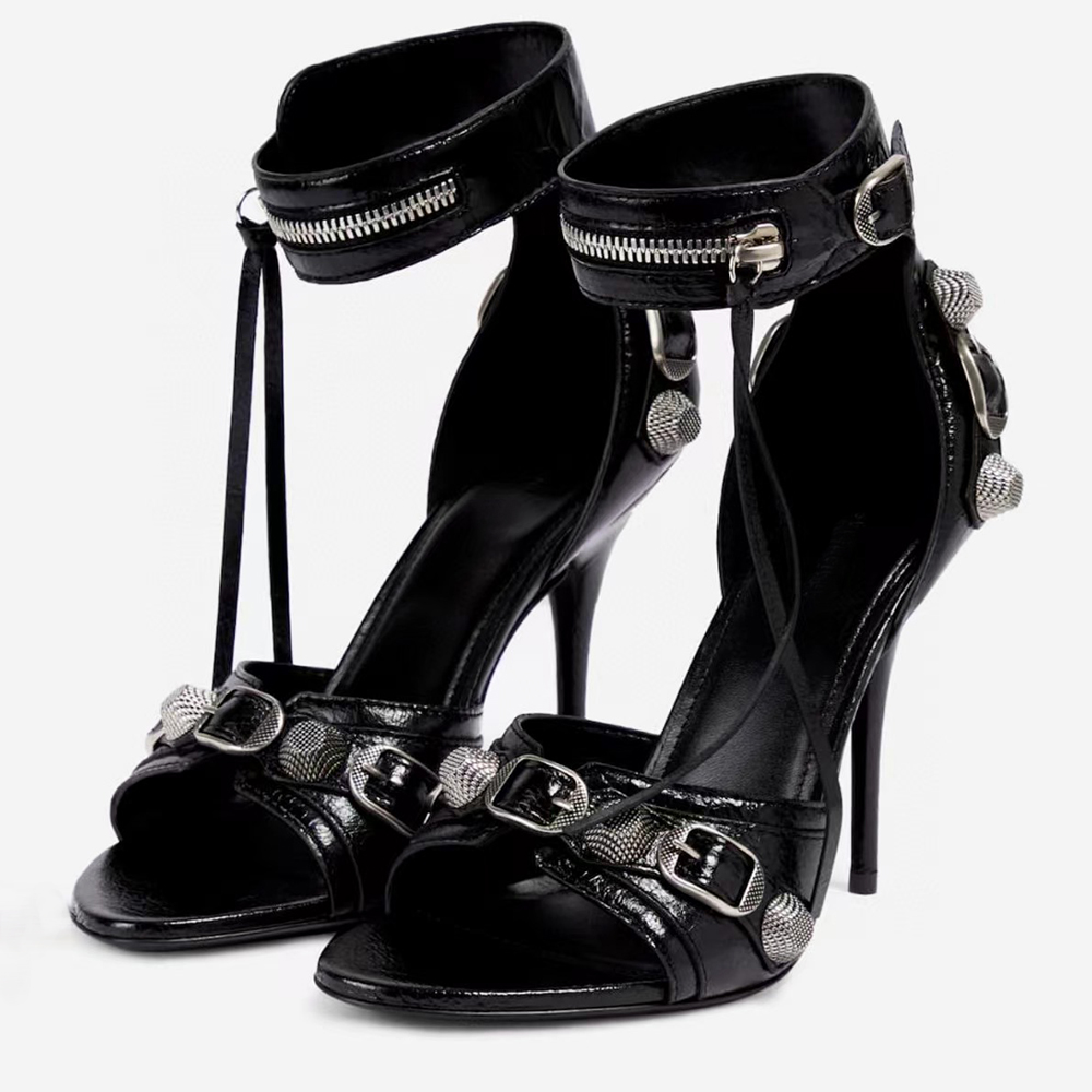 

Dress Shoes sandals Belt buckle decorative willow nail zipper pumps high heeled shoe10cm Sexy Fashion Women's Luxury Designer Party Wedding Shoes With box, Black