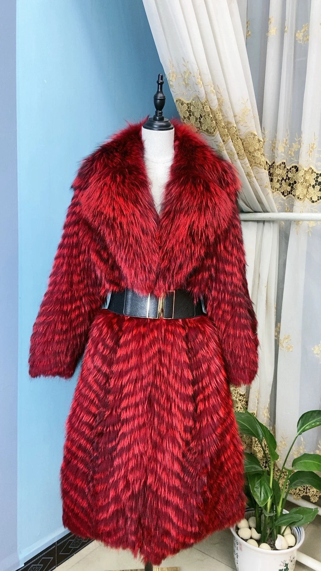 Women's Fur Faux ANNSIRGRA 100 Genuine Jacket Xlong Real Coat With Large Turndown Collar Warm Stylish Fashion Overcoat 231114