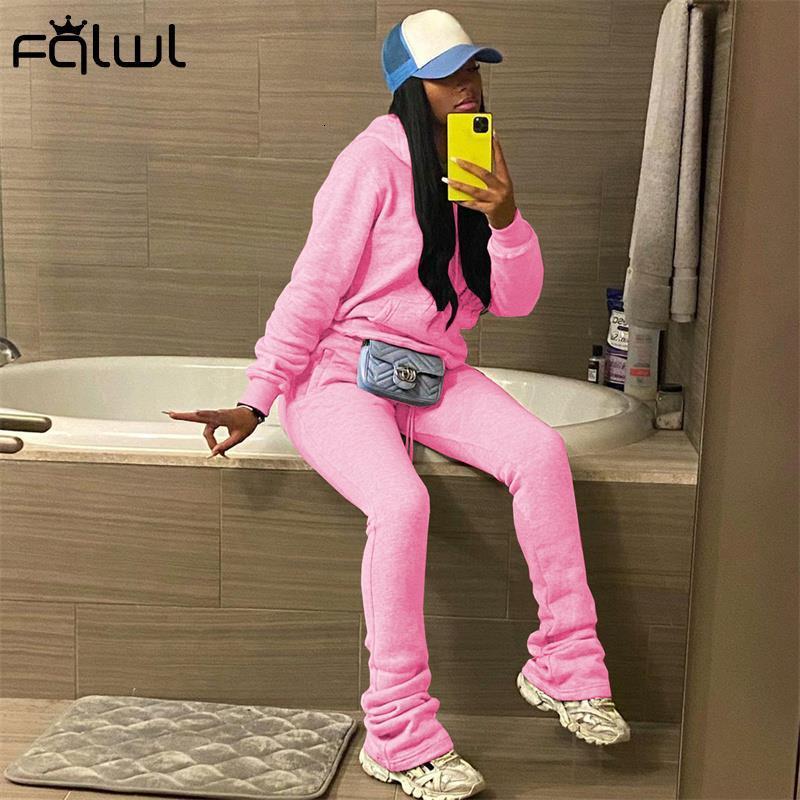 Women's Two Piece Pants FQLWL Spring Womens 2 Two Piece Sets Outfits Tracksuit Sweatsuits For Women Long Sleeve Top Pants Suits Pink Matching Set