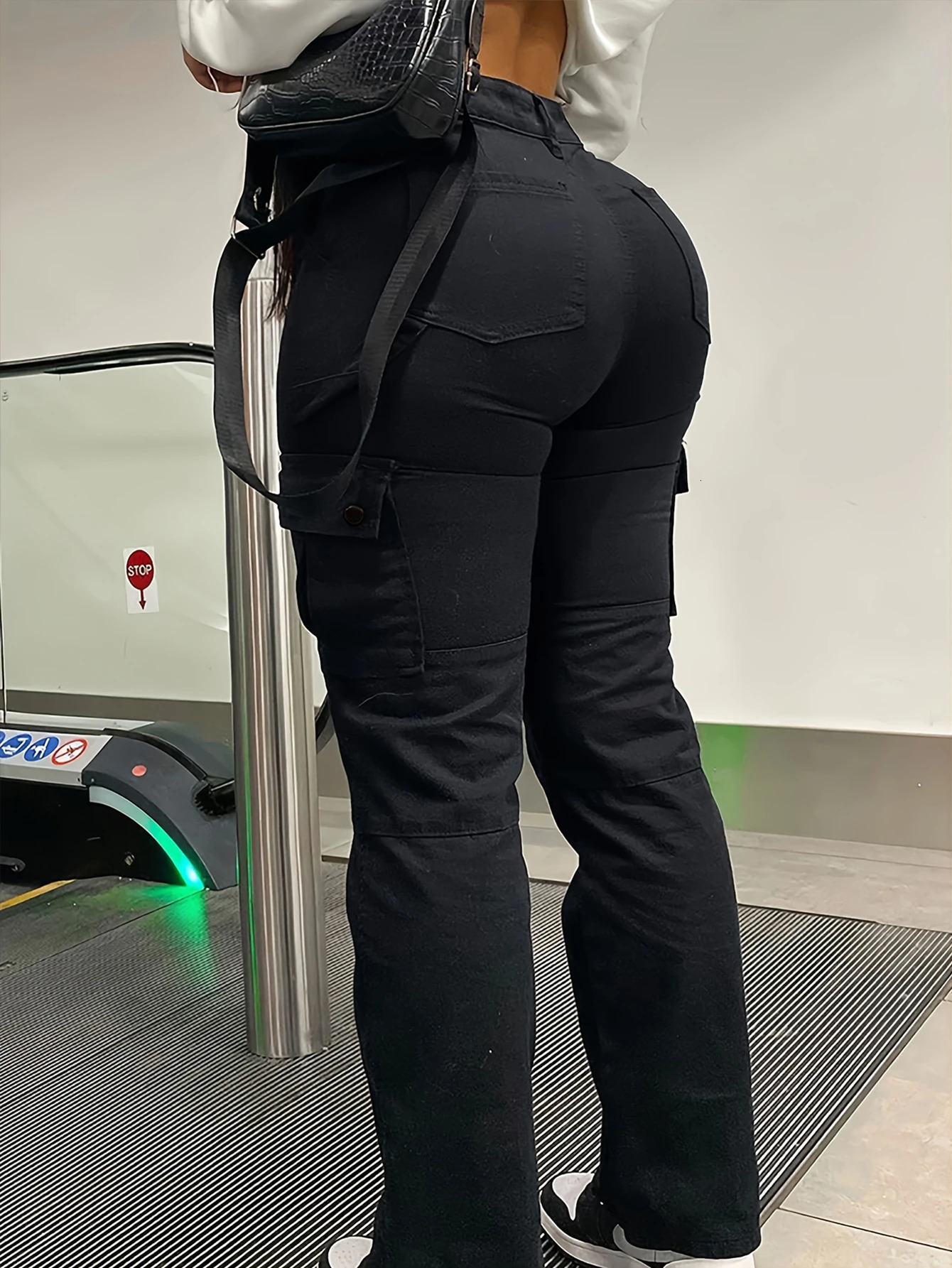 Women's Jeans Straight Leg Cargo Pants Women High Waist Casual Baggy Pants Slim Vintage Y2k Streetwear Stretch Wide Leg Trousers Fashion Jeans 23