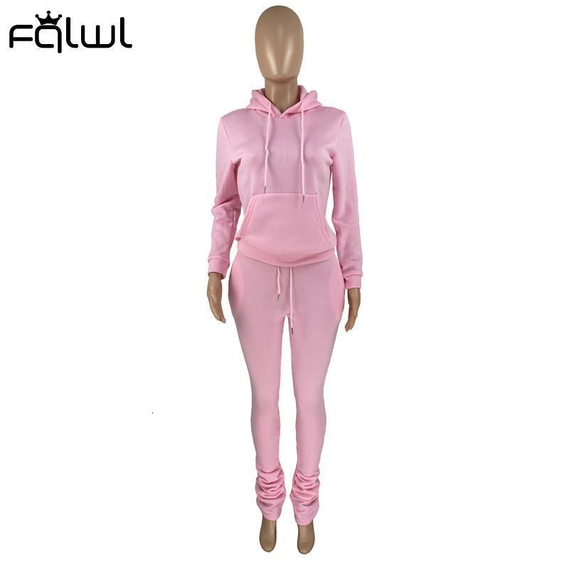Women's Two Piece Pants FQLWL Spring Womens 2 Two Piece Sets Outfits Tracksuit Sweatsuits For Women Long Sleeve Top Pants Suits Pink Matching Set