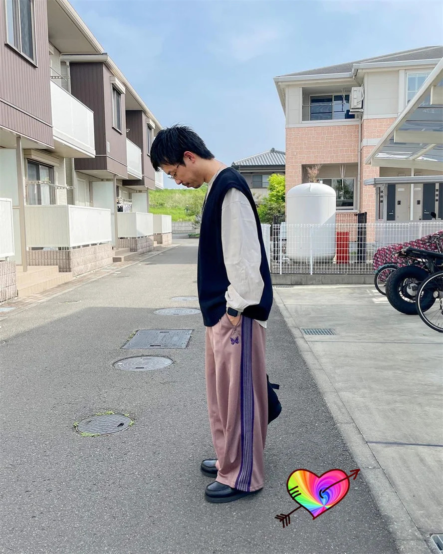 Men's Pants Oversized Taupe Needles Pants Men Women 1 1 Wide Leg Needles Track Pants Butterfly Sweatpants AWGE Sport Trousers 231115 - view 6
