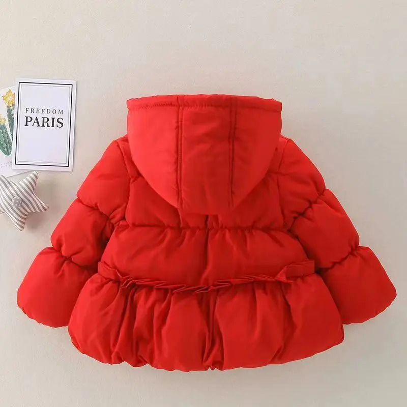 Jackets Winter Girls Snowsuit Coat Solid Color Warm Baby Down Jacket Fashion Hooded Children s Cotton Clothes Infant Kids Overalls 231115