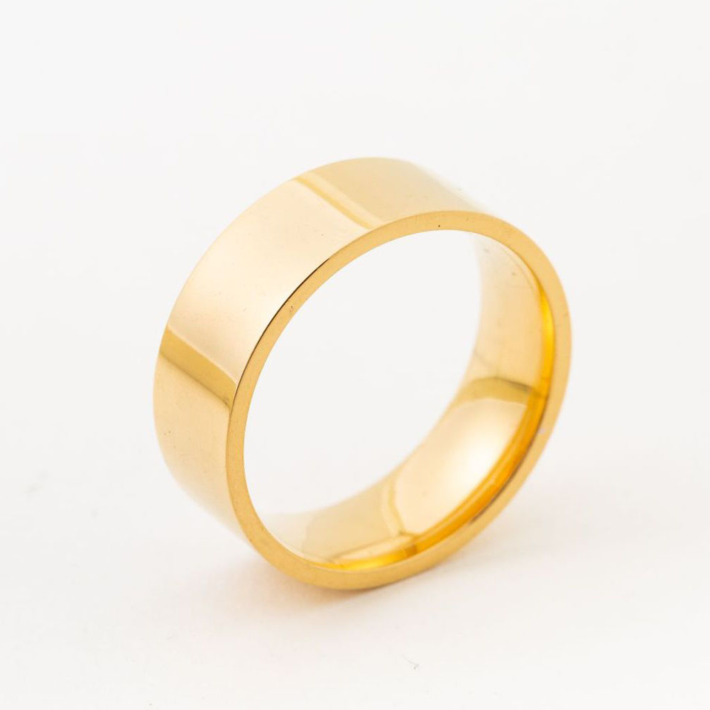 316L Gold Black Stainless Steel Band Ring for Men Women Classical Polished Titanium Steel Rings No Fade Color Anniversary Wedding Party Birthday Jewel